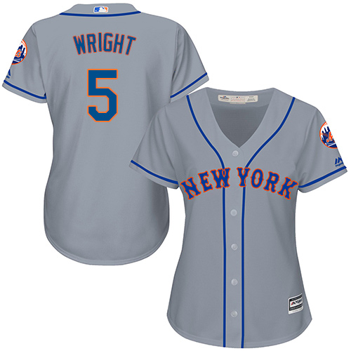 Mets #5 David Wright Grey Road Women's Stitched MLB Jersey - Click Image to Close